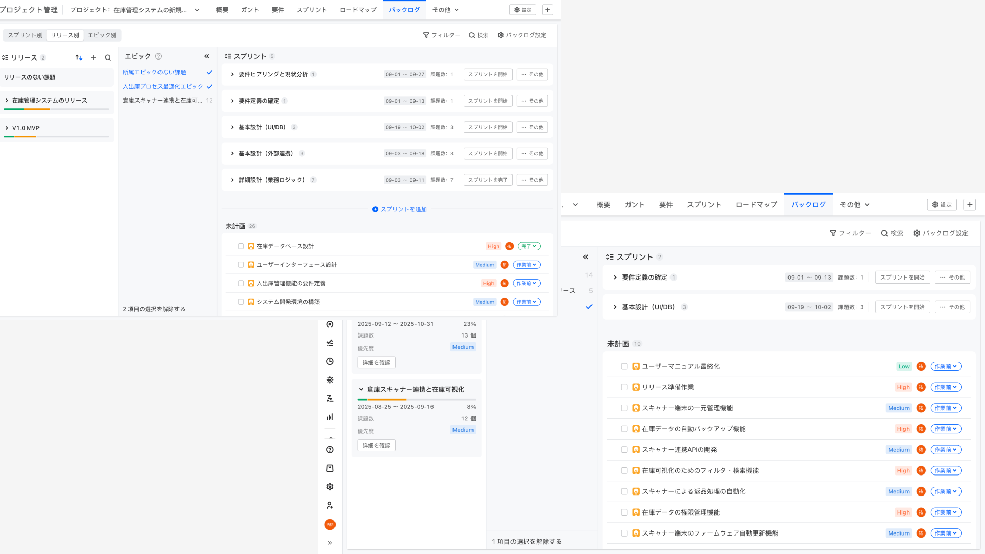 エピック進捗追跡、リリースマイルストーン、ユーザーストーリー完了メトリクスを表示するONES要件分析ダッシュボード