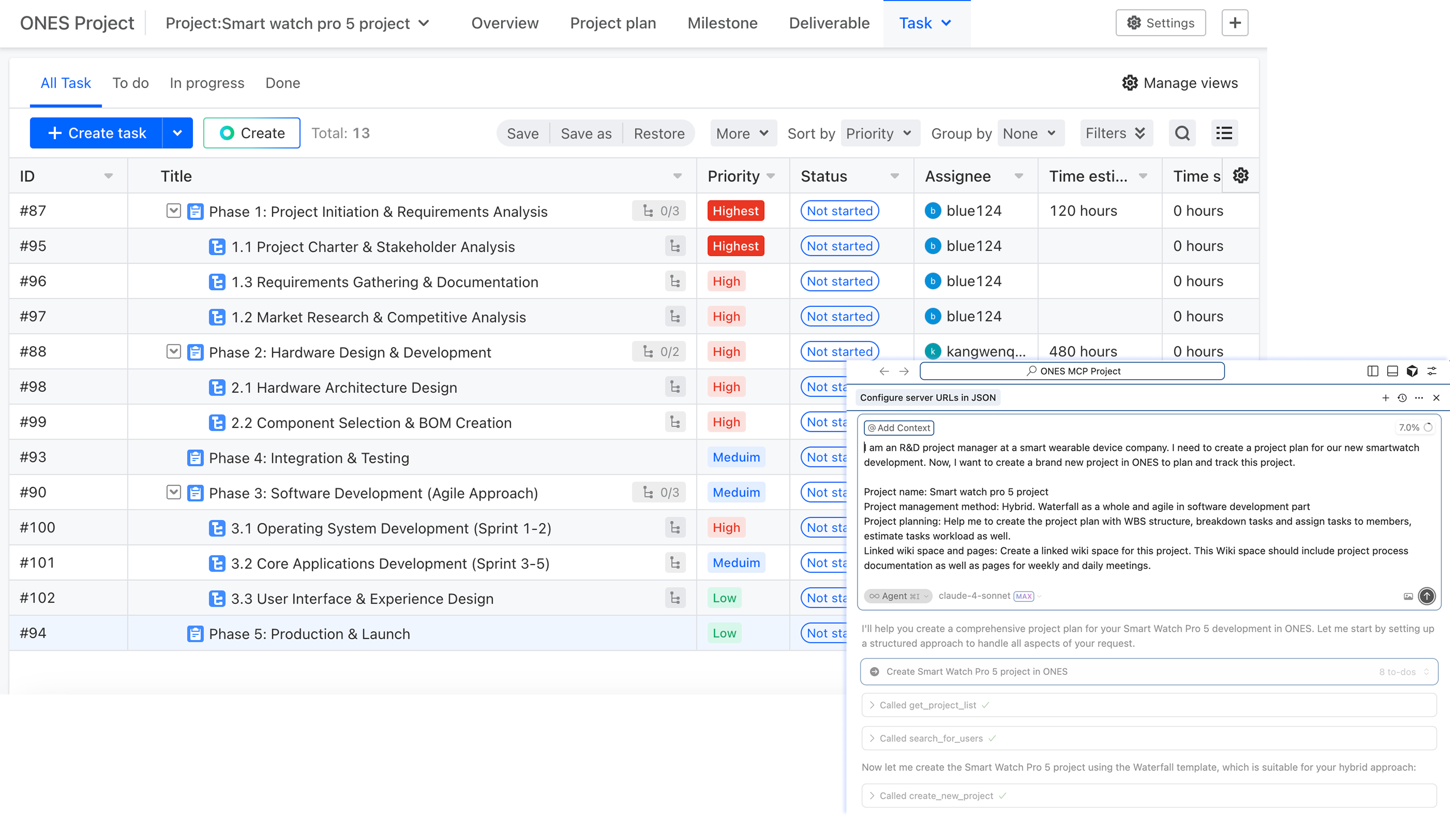 AI-powered task breakdown example
