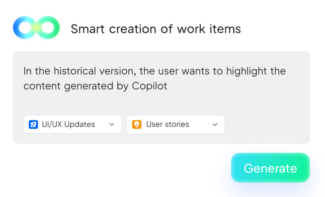 AI Copilot interface showing intelligent task suggestions and automated project insights