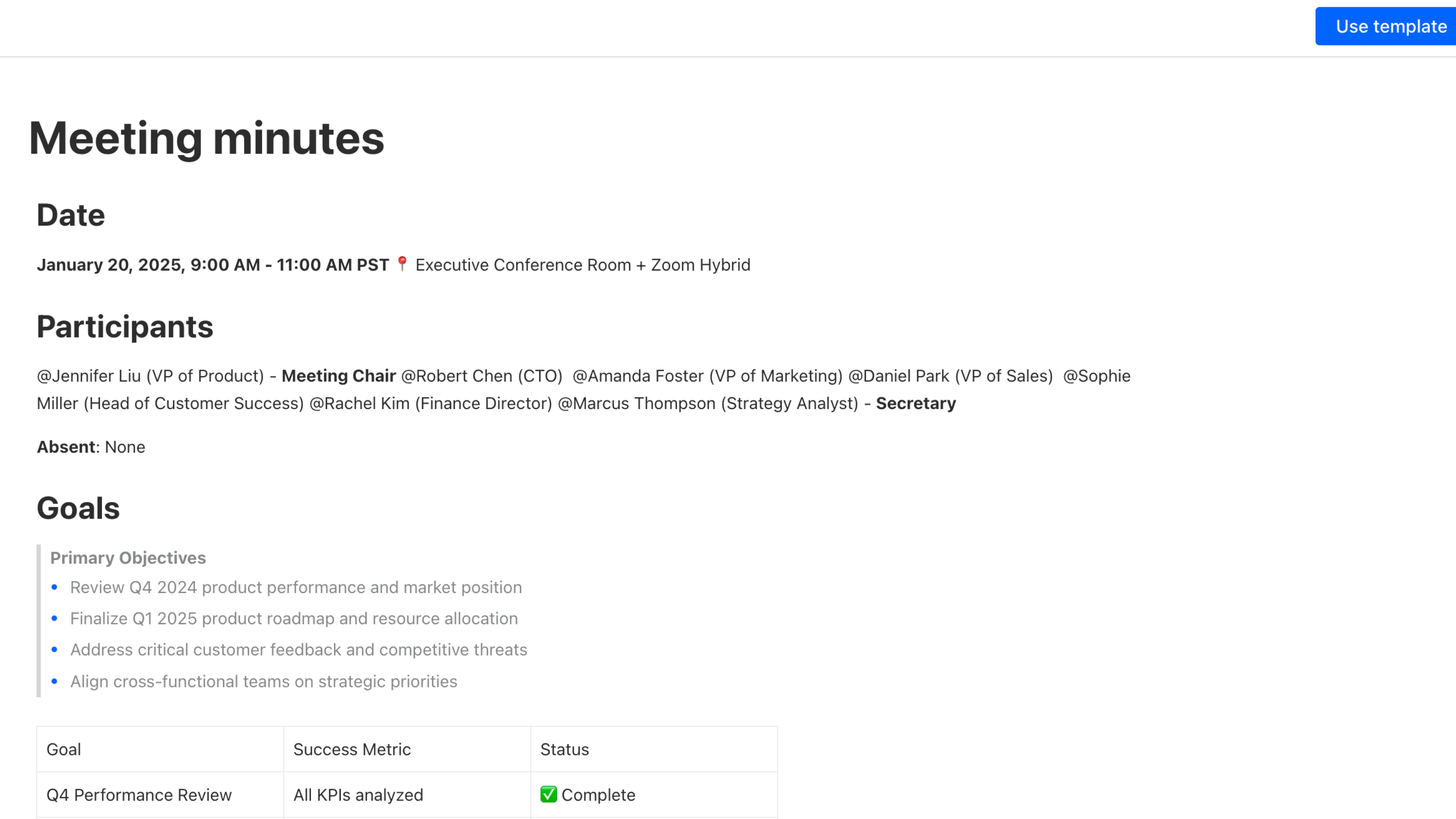 Meeting Minutes Template